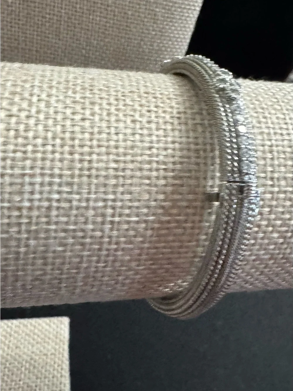 Judith Ripka 925 Silver Textured Rope Bangle Bracelet w/Stations Diamonique CZ’s